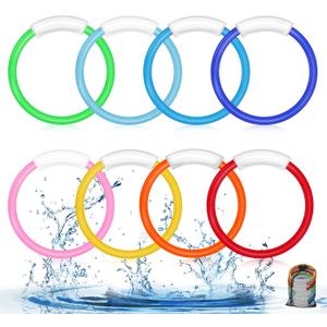 8 Pcs Diving Pool Toys, Underwater Training Pool Rings for Kids Colorful Pool Sinking Toys with Storage Bag Swimming Pool Dive Toy for Kids Age 8-12 Party Favor