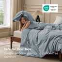 Bedsure 100% Washed Cotton Duvet Cover Queen Size - Dusty Blue Minimalist Cotton Bedding Linen Like for All Seasons - GentleSoft Plain Simple Duvet Cover, 3 Pieces (Dusty Blue, Queen, 90"x90")