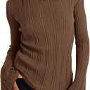 Cicy Bell Womens Bell Long Sleeve Tops Going Out Knitted Fall Pullover Lightweight Sweater Shirts (Small, Coffee)