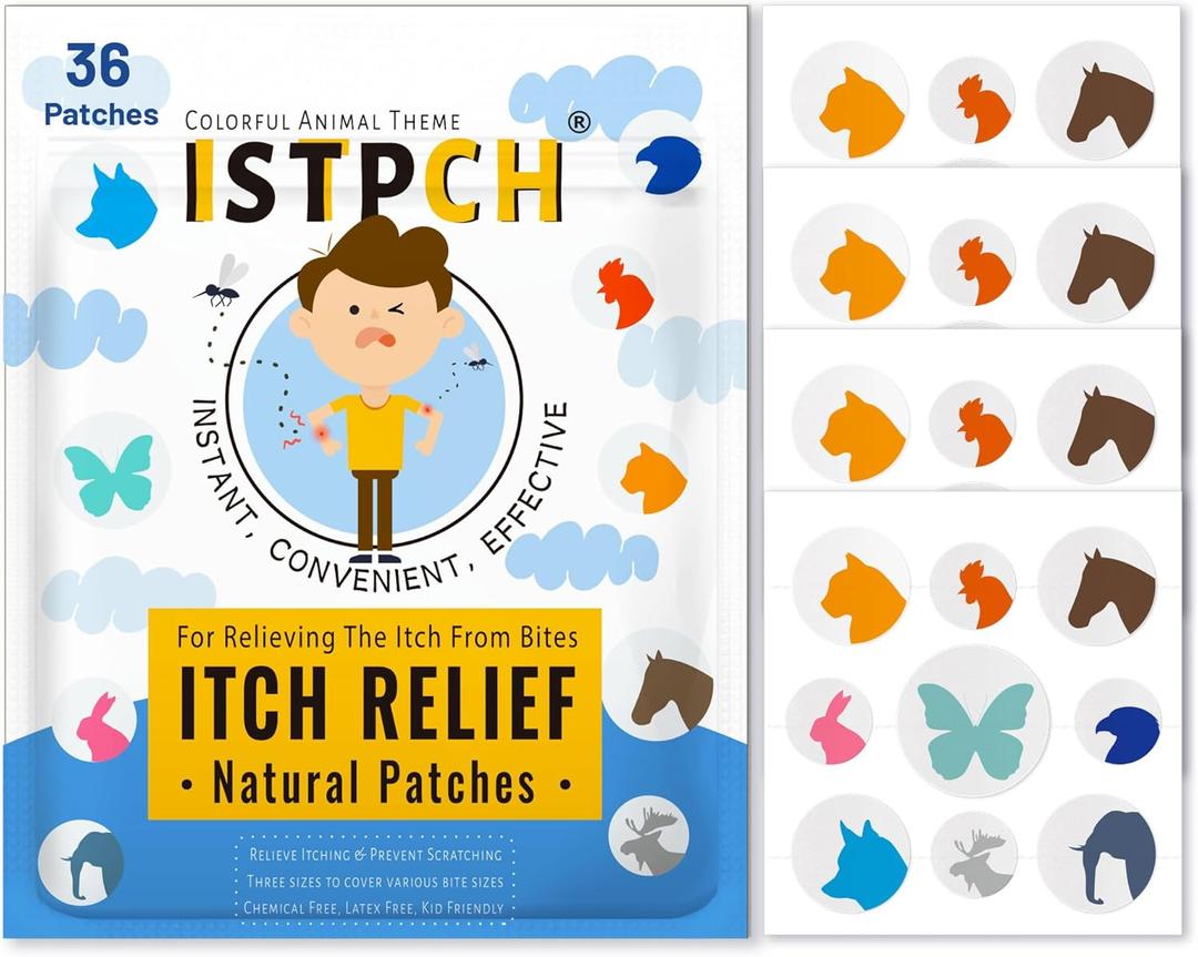 4 x Itch Relief Patches for Kids & Adult, Natural Bug Bite Itch Relief Stickers, Reduce Swelling & Itching - After Bite Relief, Summer Travel Camping Essential Gifts (36 Counts)