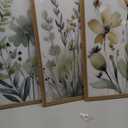 Wood Framed Sage Green Botanical Wall Art Set of 3, Boho Floral Canvas Wall Decor Paintings, Minimalist Flower Posters Prints Pictures for Bedroom Bathroom Living Room Home Decor 12x16 Inch (16L" x 12W")