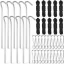 Inflatable Yard Stakes for Inflatables, Metal Tent Stakes Heavy Duty and 5 Feet Tethers with Hooks for Holiday Inflatable Decorations Camping Xmas Decoration(40 Pcs)