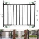 Heavy Duty Expandable Deck Fence Gate, Adjustable 37.4"-49.2" W x 33" H Outdoor Safety Gate, Self Closing Hinges & Latch No Cutting Required, Fence Gate for Deck, Patio, Garden, Yard & Pet