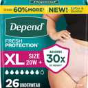Depend Fresh Protection Adult Diapers for Women, XL, 26 Count