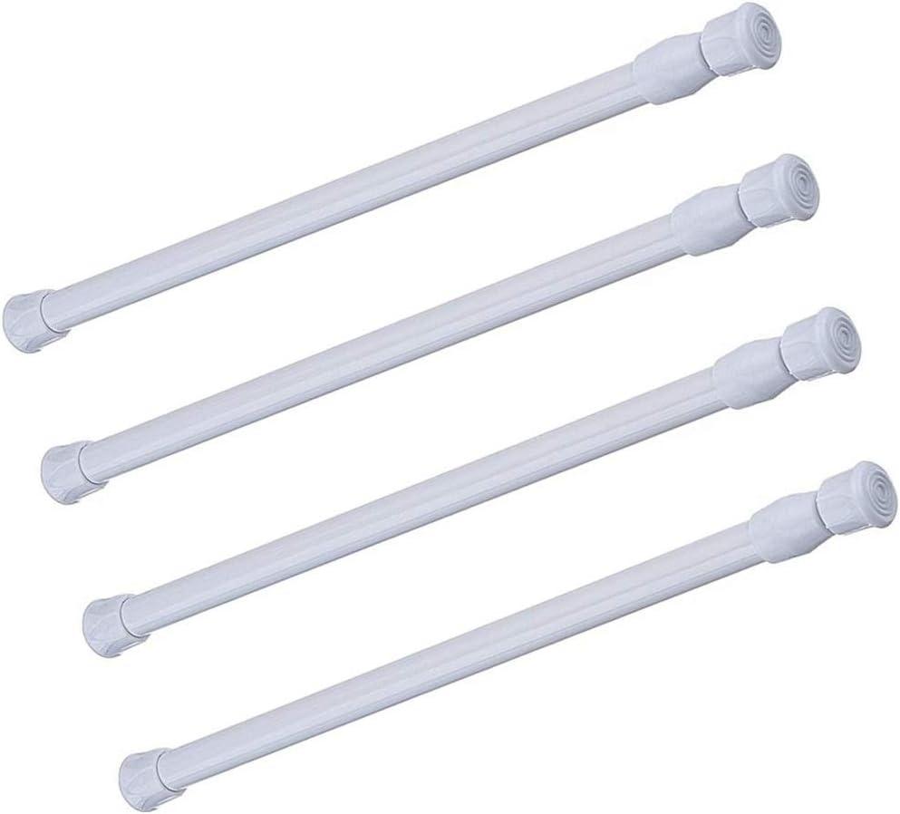 4 Pack Tension Rods, 28-48 Inches Adjustable Spring Steel Cupboard Bars Tension Curtain Rod shower Rod Closet Rod Tensions Rod Extendable Width White