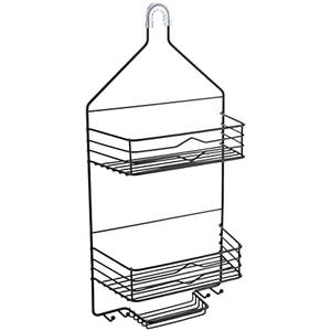 Bath Bliss Aztec Hanging Shower Caddy | Bathroom Storage & Organization | Shower Head Hang | Holds Large Bottles | Accessory Hooks | Suction Cup Backing | Matte Black