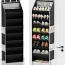 Criusia Shoe Organizer, Over the Door Shoe Organizer for Closet, Hanging Closet Shoe Storage with Large Deep Pockets, Holds Sneakers, Sandals, Boots, Fits 16–24 Pairs, Black