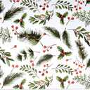 Gift Boutique 50 Disposable Berries and Pine Paper Place Mats Holly Berry Greenery Table Mat 11" x 17" for Holiday Dinner Doilies Xmas Winter Table Setting Dinner Party Home Table Decorations