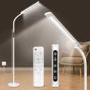 Light Therapy Lamp,10000 Lux Happy Therapy Light, Floor Sun Therapy Lamp with Remote & Touch Control & Adjustable Gooseneck for Reading/Office/Home (White)