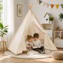Tent with Teepee with Pom Pom Tents -Family Tents for Camping Hiking Traveling Outdoor Party Christmas, Large