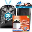 20 Gallon Large Drawstring Trash Bags 120 Counts, Fit 20-21 Gal Trash Can, Heavy Duty Tall Kitchen Garbage Liners, Large Trash Bags Size Chart for Home/Office, Outdoor Lawn & Leaf Bags, Black