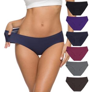 ALTHEANRAY Womens Seamless Hipster Underwear No Show Panties Soft Stretch Bikini Underwears Multi-Pack (Large, Color9)