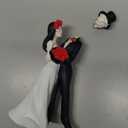 LemonRoad Day-of-the-Dead Couple Skeleton Decor Bride and Groom Skeleton Dia De Los Muertos Figurines Day of the Dead Decorations Halloween Gothic Wedding Cake Topper Decor (Red Rose)