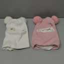 Baby Winter Hat Scarf Set 2 Pack, Toddler Beanie Hats Girl Boy with Neck Warmer, Beanie for Kids Knit Warm for Cold Weather (6-36 Months, Pink&white)