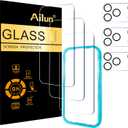 Ailun 3 Pack Screen Protector for iPhone 17 Pro [6.3 inch] + 3 Pack Camera Lens Protector with Installation Frame,Sensor Protection,Dynamic Island Compatible,Case Friendly Tempered Glass Film