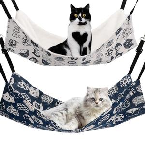 Admaison Cat Hammock for Cage Hanging Reversible 2Pack,Pet Hammock Bed Adjustable,Soft Sleeping Hammock for Cats,Ferret,Puppy,Rabbits,Small Animals (M, CAT)