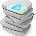 SUNROX Gel Memory Foam Chair Cushions, FadeShield Water-, Stain-Resistant Durable Reversible Seat Cushion Pads with Ties for Indoor/Outdoor Kitchen Dining Office, 17"x16", Set of 3 Heather Grey