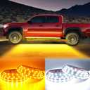 LED Running Board Lights for Trucks, 2PCS 70 Inch Waterproof Light Bar with 144 LEDs, White Courtesy Light & Sequential Amber Turn Signal, Side Marker Light for Pickup SUV Car - IP67 Waterproof