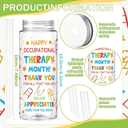 Vesici 24 Pcs 14.2oz Occupational Therapy Month Gifts OT Month Tumbler with Lid and Straw Plastic Reusable Tumbler Bulk Inspirational Gifts Cold Drinking Cup for Women Men Coworker Stuff