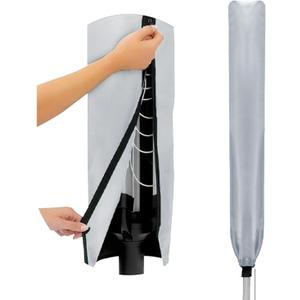 Flatro Rotary Washing Line Cover Waterproof - Universal Fit with Zip and Drawstring to Tighten - Weather Resistant and Great Protection Parasol Cover for Garden Dryer and Airer (Silver)