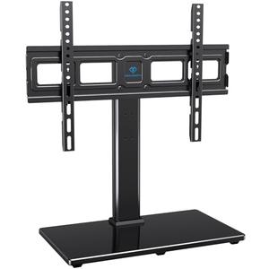 PERLESMITH Swivel Universal TV Stand Mount for 32-86 Inch LCD OLED Flat/Curved Screen TVs up to 99lbs-Height Adjustable Table Top TV Stand/Base with Tempered Glass Base&Wire Management,VESA 600x400mm