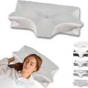 Cervical Pillow for Neck Pain Relief, Ergonomic Contour Orthopedic Pillow for Sleeping Shoulder Pain & Support, Cozy Memory Foam Neck Pillow with Pillowcase for Side Back Stomach Sleeper(Light Grey), 23*15.7*4.7