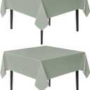 sancua Square Tablecloths 85x85 Inch, 2 Pack - Sage Green Fabric Table Cloth for Square or Round Tables, Washable Polyester Table Cover for Outdoor Party, Birthday, Buffet, Resturant