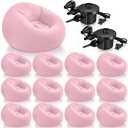 Realspring 12 Pcs Inflatable Bean Bag Chairs for Adults with Electric Air Pump, Blow up Couch Folding Portable Inflatable Couch Lazy Sofa for Outdoor Movie Night Camping (Pink,12 Pcs), 38.5 X 21.6 X 11 Inches