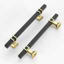 10 Pack 5 Inch(128mm) Cabinet Pull Black and Gold Kitchen Cabinets Handles Matte Black Drawer pulls for Cupboard Square Black Handles for Cabinets (5" Hole Center(128mm), Black & Gold)