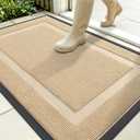 OLANLY Front Door Mat Indoor Outdoor Entrance, Waterproof All-Season, All-Weather Doormat, Sturdy Natural Rubber, Fade Resistant, Low Profile, Easy Clean Patio Porch Entryway Mat, 35x23, Beige