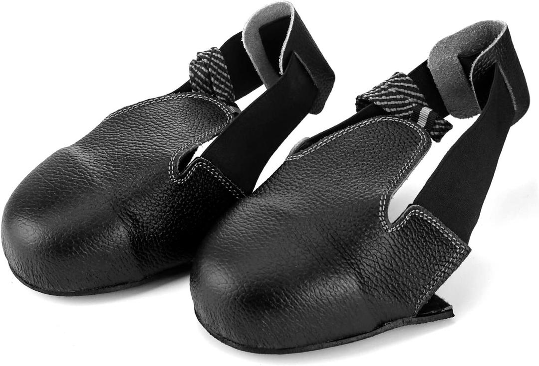 QWORK Steel Toe Cap Safety Overshoes Workplace Anti-smash Cover with Adjustable Strap for Men/Women, 1 Pair (Size 5-12 US)