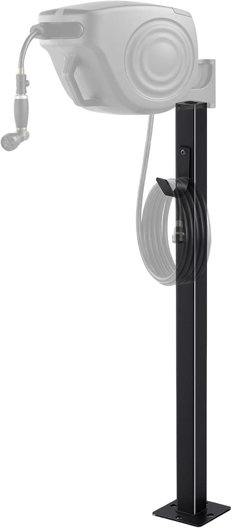 33 Inch Retractable Hose Reel Mounting Post with Multi-functional Hook Heavy Duty Vertical Stand for Garden Outdoor