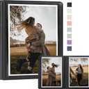 Small Photo Album 4x6 Photo 36 Pockets Plastic Customizable Cover, Mini Portable Photo Book 4x6 Pictures for Wedding Family and Travel (Black) (1 Pack)