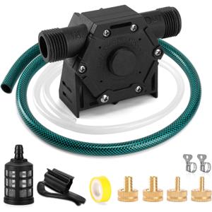 Drill Pump for Water 12Pcs, 750 GPH Electric Drill Pump with Water Hose, Oil Hose and Adapter, for Water, Gasoline, Garden, Rain Barrels(Black)
