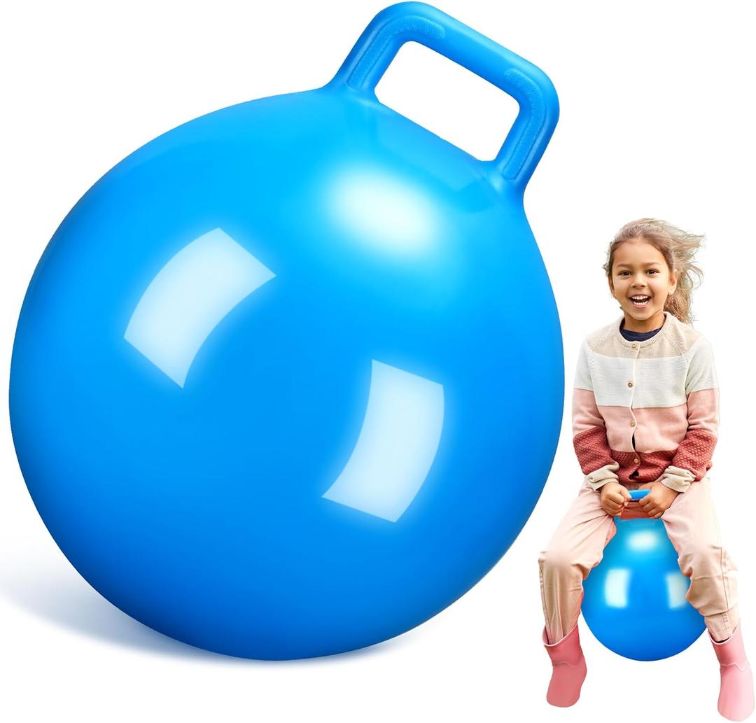 Kids Bouncy Hopper Ball with Handle Jumping Hopping Exercise Balls for Toddlers Boys Girls Indoor Outdoors Sports School Games Exercise Gifts(18 Inch,Blue)