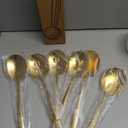 Serving Spoons Set, 9.14 Inch Slotted Spoon Serving Spoon,Stainless Steel Serving Utensils for Buffet(6Pack,Gold)