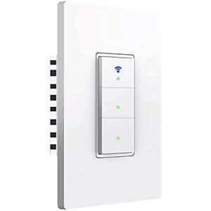 Smart Light Switch, Triple switches WiFi Smart Switch Button, Compatible with Alexa and Google Home, Remote Control with Timing Funtion, No Hub Required,Smart Life APP Provides Control from Anywhere