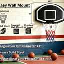 Wall Mounted Basketball Hoop Shatter-Proof Backboard 18" Standard Rim, Anti-Tear Net, Indoor Outdoor Basketball Games