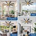 Large Ceiling Fan No Light: Modern 72 Inch 8 Blade Outdoor Ceiling Fans with Remote APP Control - Black Gold Big Fan without Light Indoor Reversible 6 Speed Quiet DC Motor