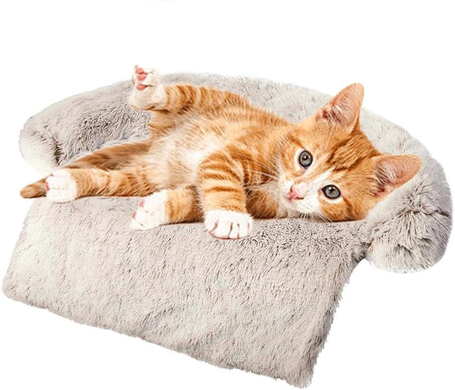Tinaco Luxurious Calming Dogs/Cats Bed Mats, Washable Removable Couch Cover, Plush Long Fur Mat for Pets, Waterproof Lining, Perfect for Small, Medium and Large Dogs and Cats (Gradient Brown, 21"x21")