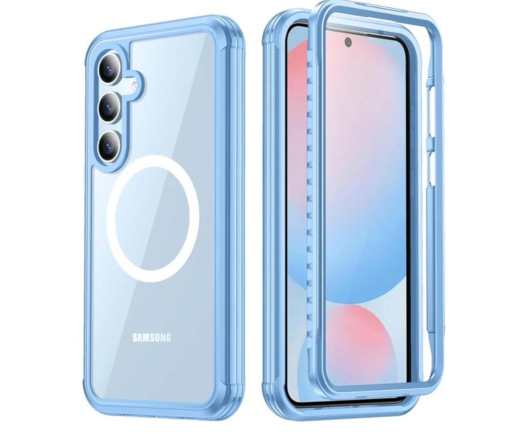 Temdan for Samsung Galaxy S24 FE Case, [Built-in Glass Screen Protector][Compatible with Magsafe][Full Body Shockproof][Work with Fingerprint ID] Heavy Duty Protection Phone Case for S24 FE 6.7"