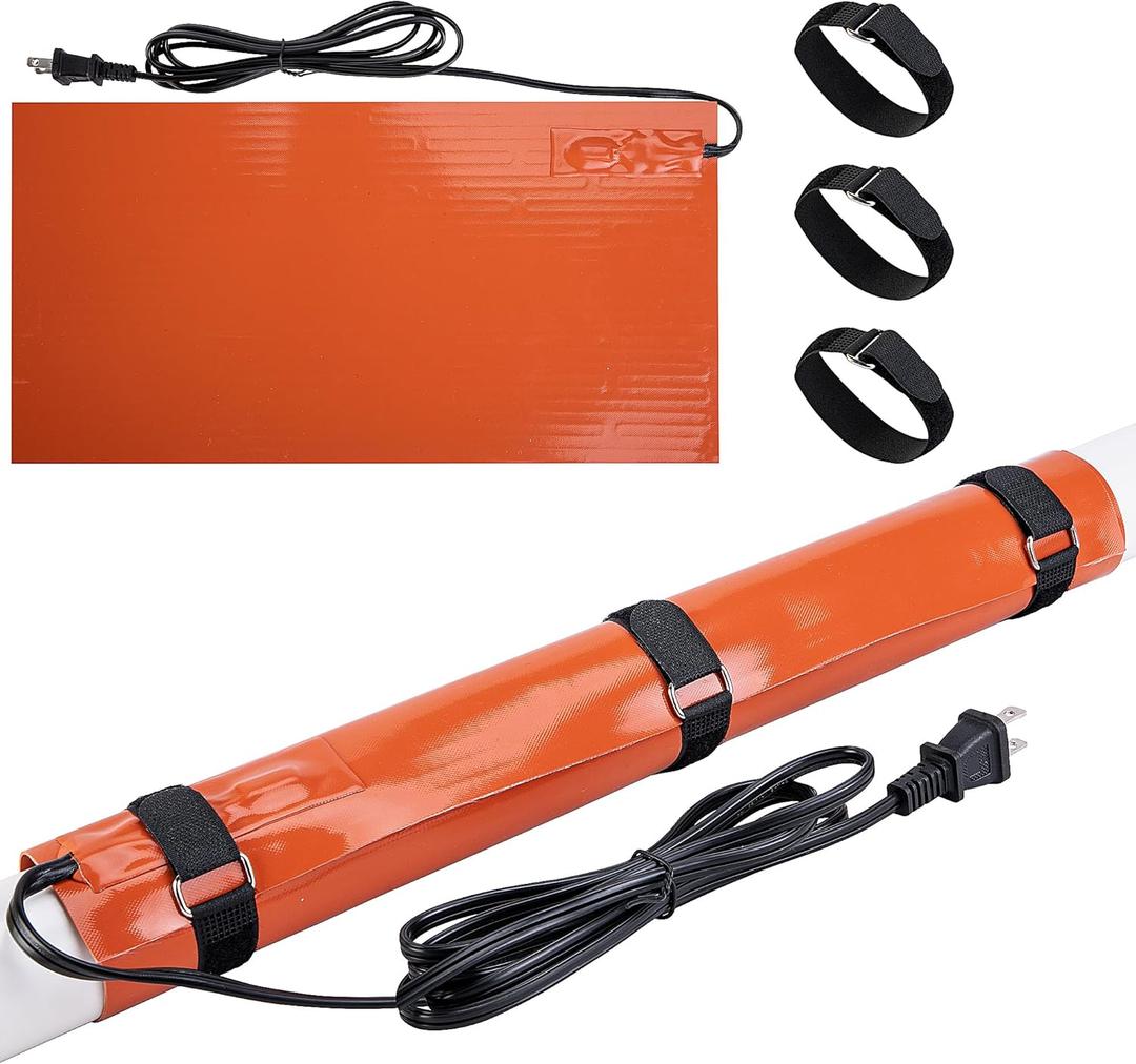 PVC Heat Blanket for 1/2 to 1-1/2 Inch, Silicone Pipe Heating Blanket with Fixing Strap, PVC Conduit Heater for Pipe Bending,120V 200W