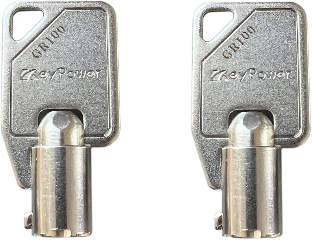 KeyPower Keys (2) GR100 Tubular Key for Greenwald Commercial Washer Door/Service Panel/Coin Washing Machine, Compatible with Maytag Whirlpoo HPC Speed Queen ESD Lock Money Box Lock Key
