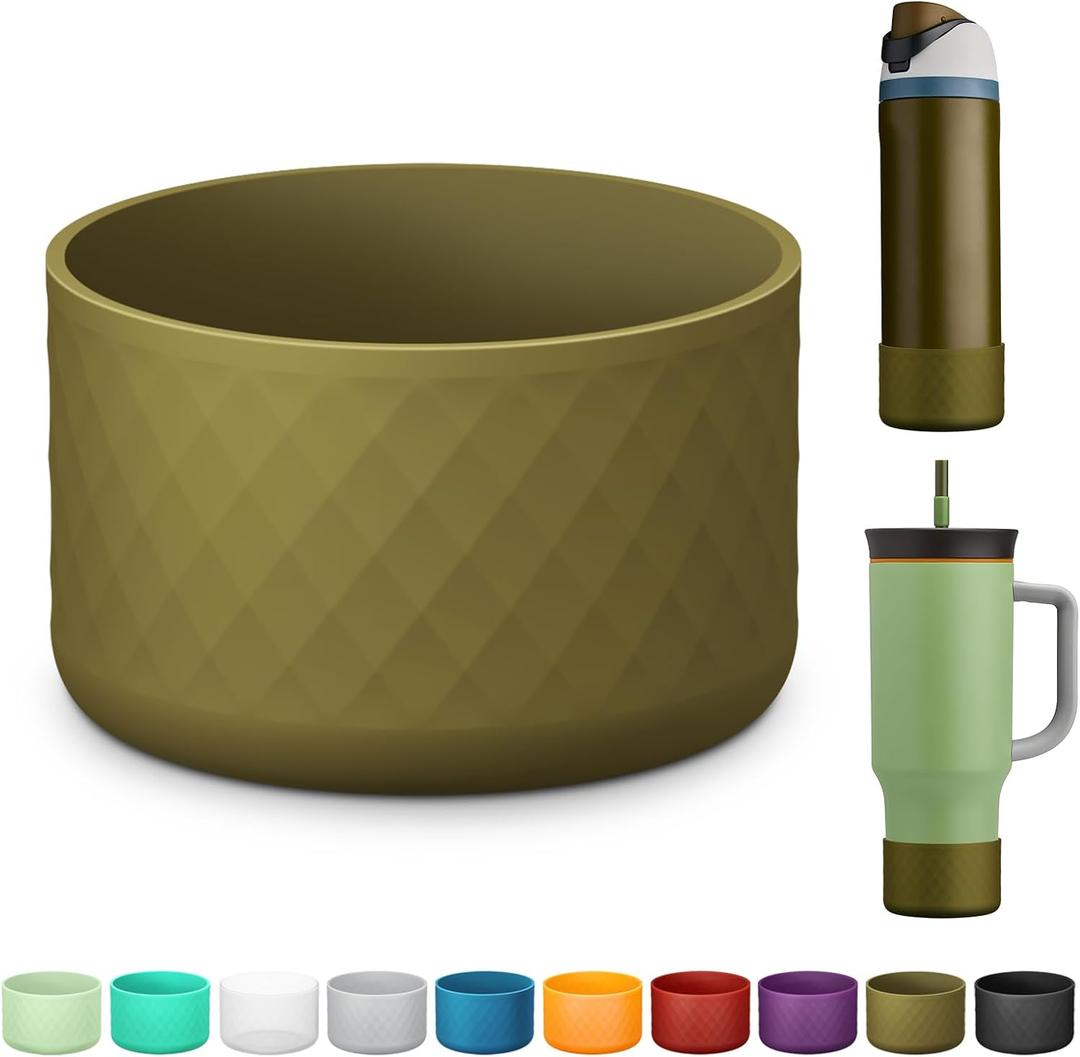 Silicone Boot for Owala Water Bottle 24 Oz 32 Oz 40 Oz, Anti-Slip Protective Sleeve for FreeSip/Twist/Flip Stainless Steel Water Bottles Accessories (Dark Green)