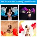 PATIKIL 16 Fan Belly Dance Silk Fan Veil 71", 1 Pair (Left+Right) Women Long Folding Dance Fan Wood Fan for Dance Performance, White Light Yellow