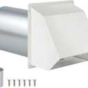 4 Inch Dryer Vent Cover Outside Hooded Wall Vent with Screen and Damper, Exhaust Vent Wall Mount Exterior Wall Vents Cover Cap for Dryer Ventilation&Outdoor Air Exhaust,Galvanized Steel,White