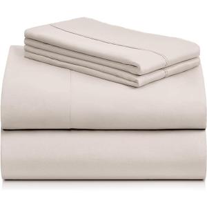 LuxClub 4 PC Queen Sheet Set, Breathable Luxury Bed Sheets, Deep Pockets 18" Wrinkle Free Cooling Sheets Machine Washable Hotel Bedding Silky Soft - Cream Queen