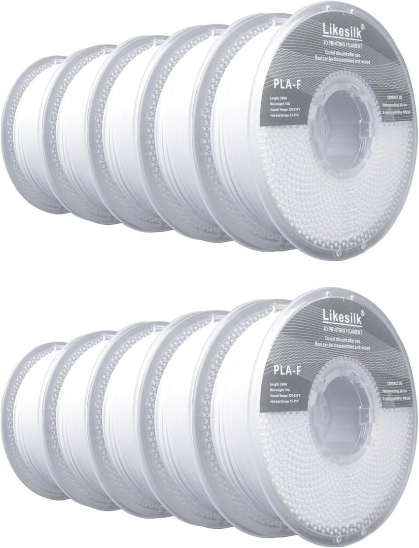 3D Printer Filament PLA F, Neatly & Strong 1.75mm Filament for 3D Printing, Accuracy +/- 0.02mm PLA F White 1 * 10 KG Spool(22lbs)