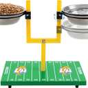 NFL Los Angeles Rams Goalpost Football Field Dog Feeder – Adjustable Elevated Dog Bowls with Stand, 2 Stainless Steel Bowls, Non-Slip Rubber Feet, Raised Pet Feeder for Large & Small Dogs, Cats.