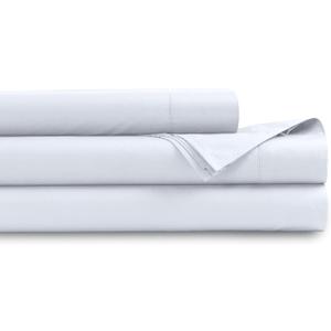 Tribeca Living Organic Cotton Twin Percale Sheets - 400 Thread Count, Extra Deep Pocket, Smooth, Crisp and Breathable, 3-Piece Bedding Set, Pure White